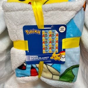 Pokémon Plush Sherpa Reversible Blanket/Throw 60”x90” New • Soft/Cozy • Pikachu